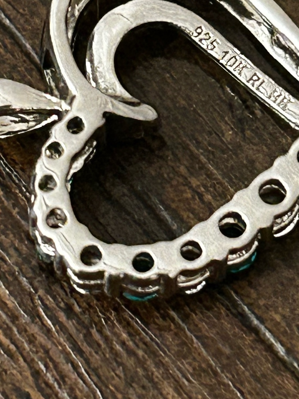 RL 925 Sterling Silver & 10K Yellow Gold Emerald Open Heart Pendant Richline - Picture 5 of 6